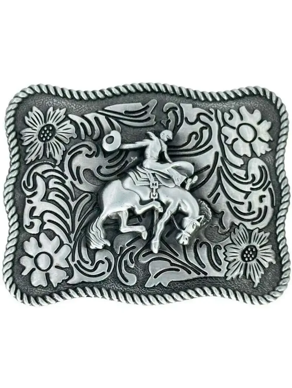 Bull Riding Cowboy Belt Buckle Silver Color